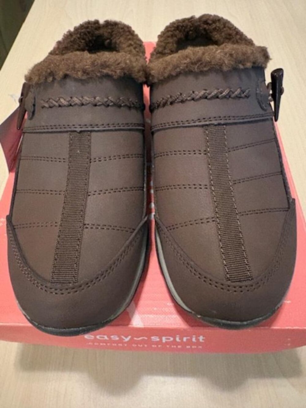 NIB Women's Easy Spirit Efrost Slip On Clog Mules Shoes Size 6W Dark Brown Suede